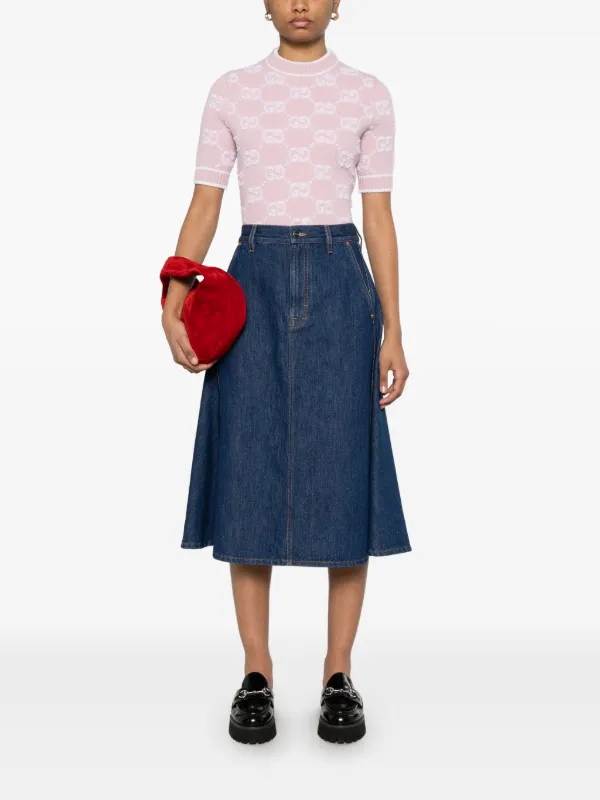 スカート GUCCI Denim Midi Skirt Gucci Denim Midi Skirt | Blue | FARFETCH