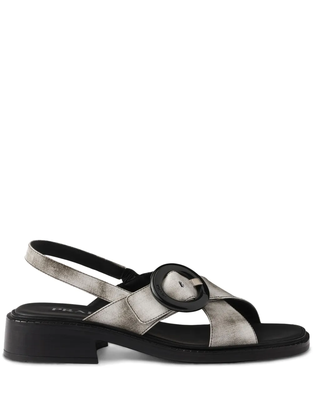 Prada brushed-finish leather sandals White