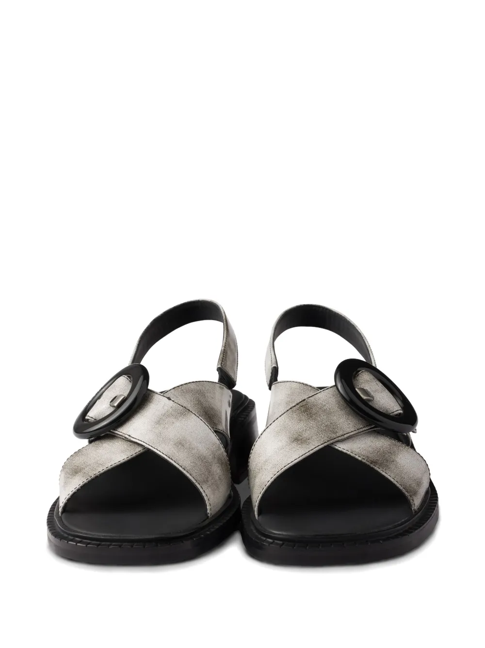 Prada brushed-finish leather sandals White