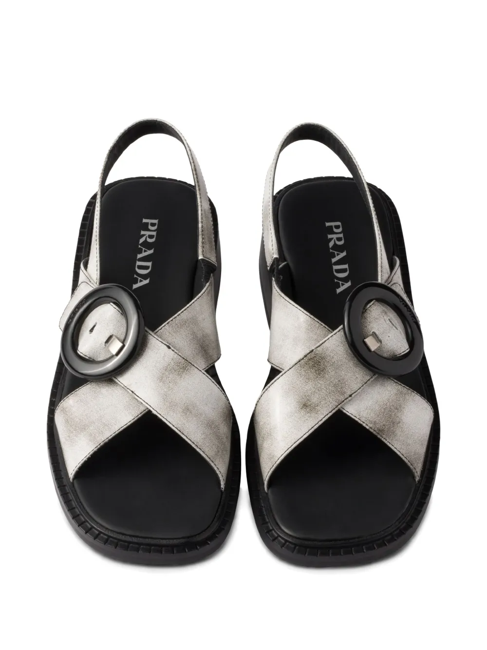 Prada brushed-finish leather sandals White