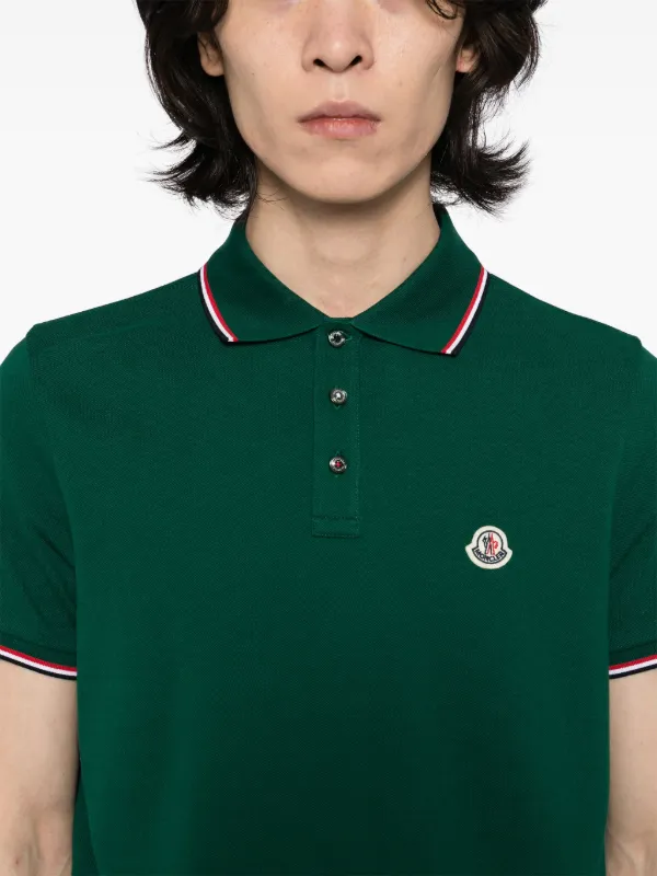 【送料&関税込】Moncler Polo Shirt In Green Cotton Logo cotton piqué polo shirt in green - Moncler | Mytheresa
