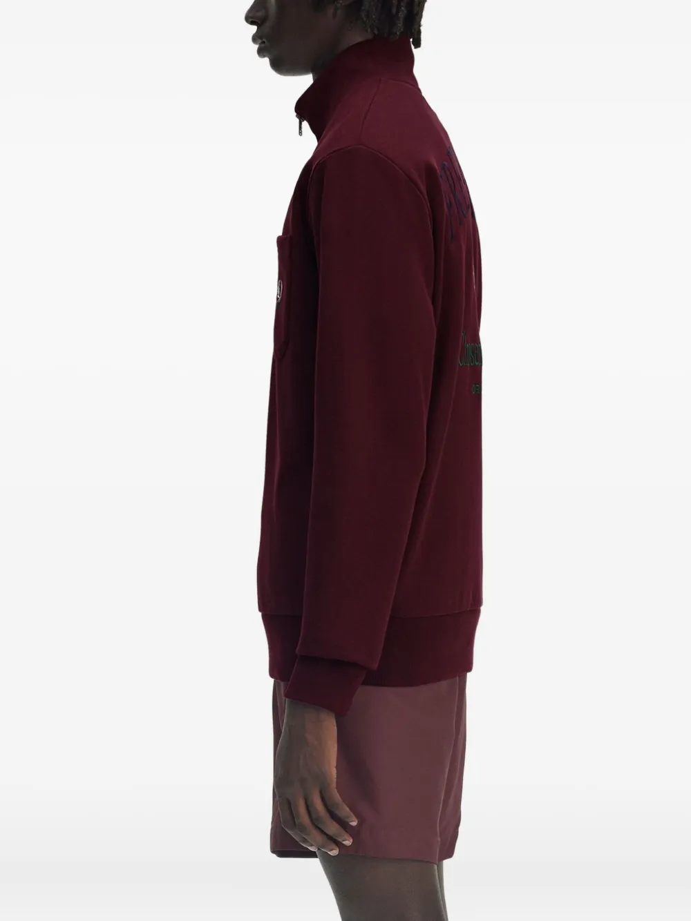 Fred Perry Sweater met geborduurde zak en rits Rood