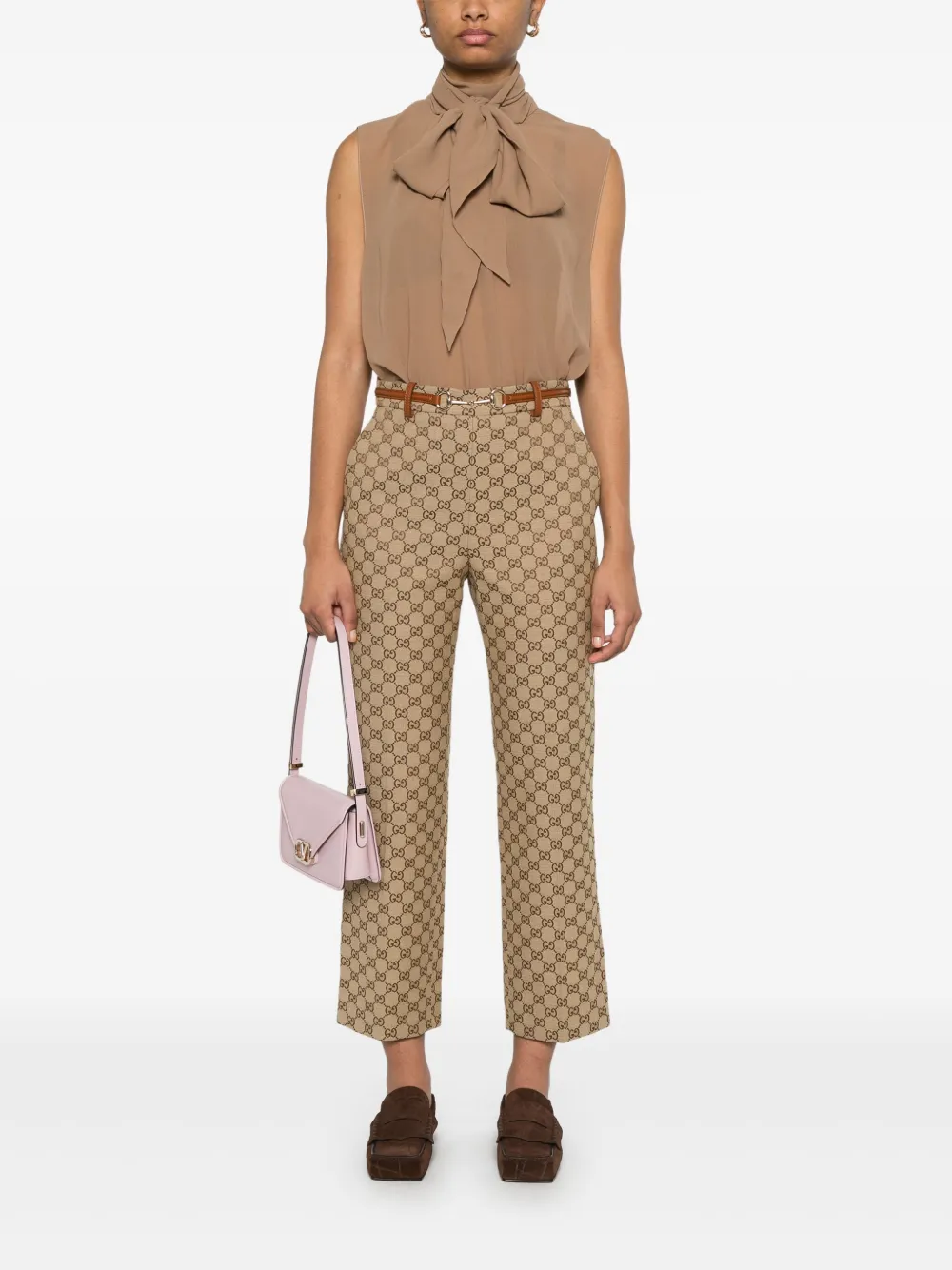 Gucci Horsebit broek met GG-canvas - Beige