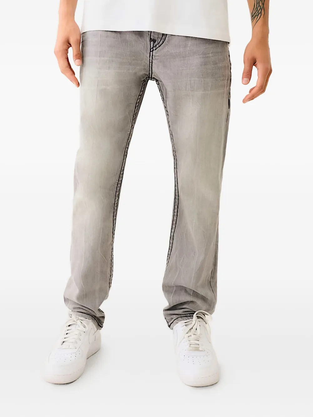True Religion Rocco Super T Flap Skinny Jeans In Gray