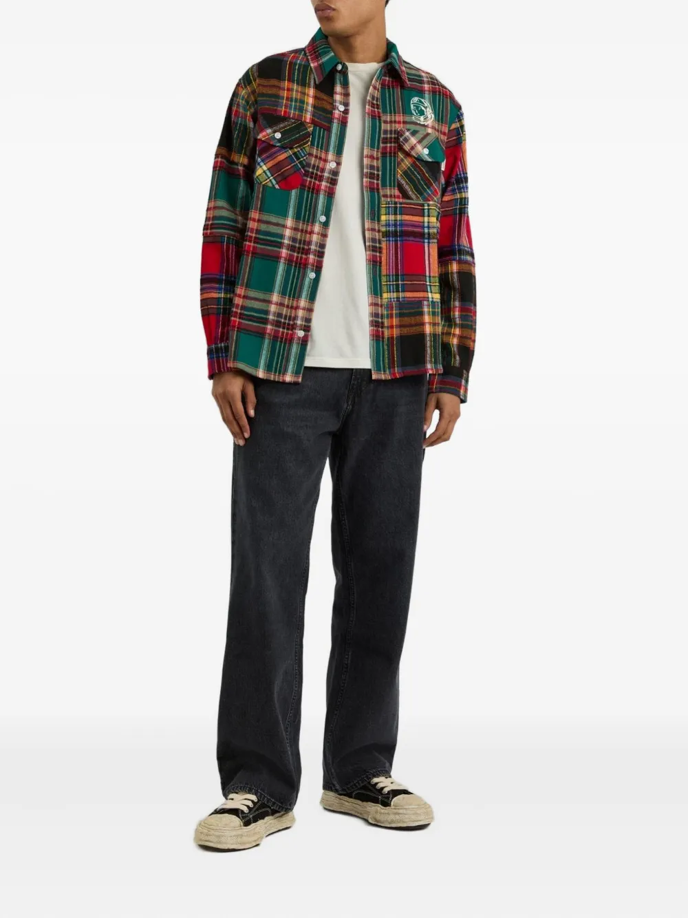 Billionaire Boys Club Script flannel patchwork plaid shirt Rood