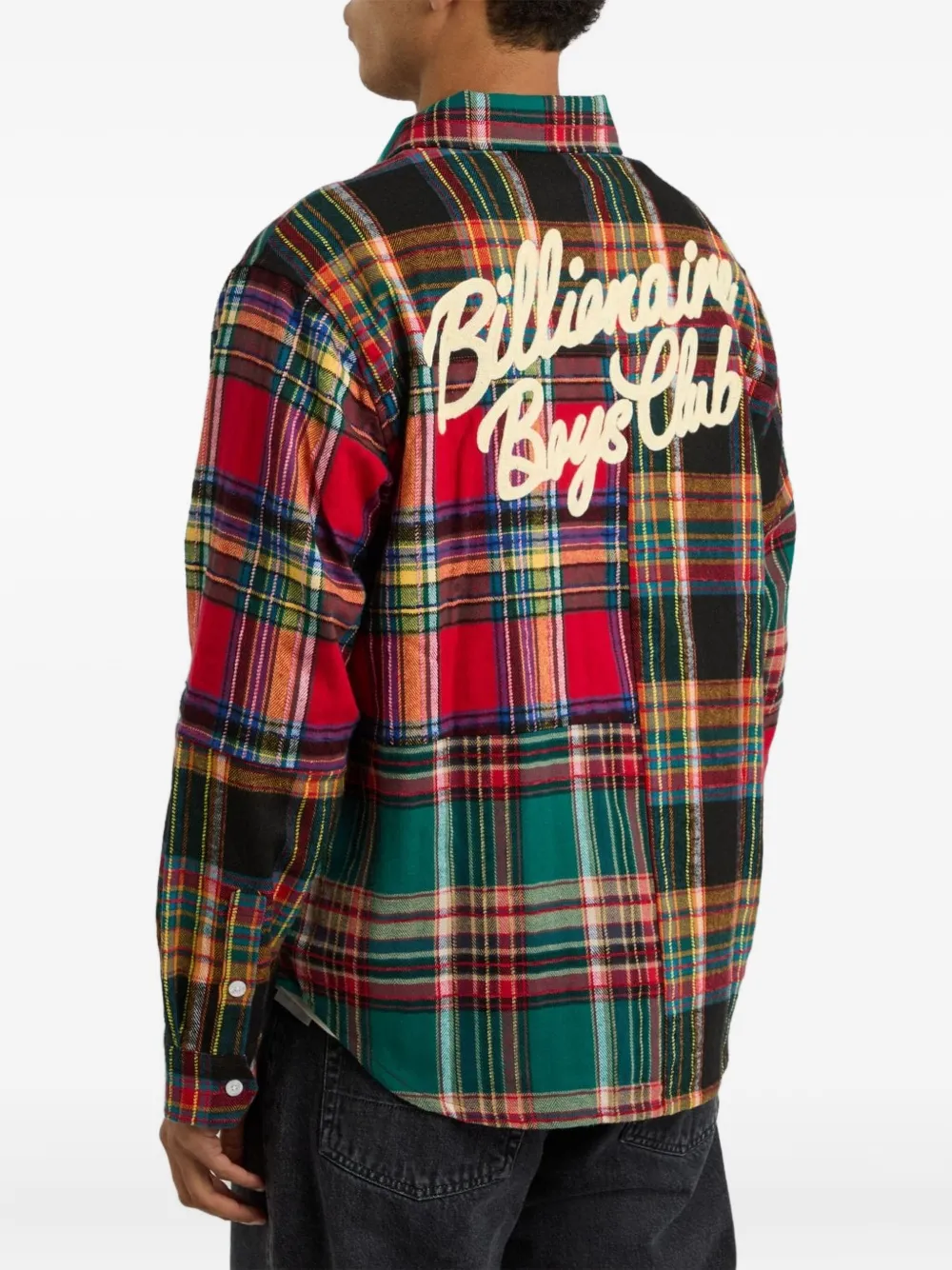 Billionaire Boys Club Script flannel patchwork plaid shirt Rood