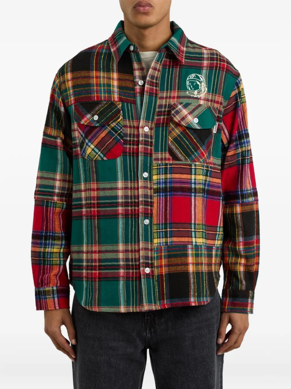 Billionaire Boys Club Script flannel patchwork plaid shirt Rood