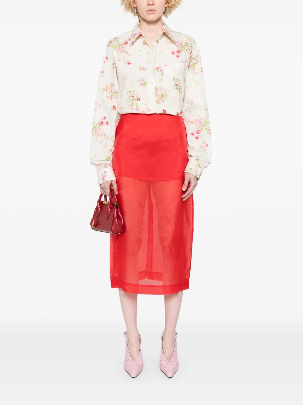 Nº21 Blouse met bloemenprint - Beige