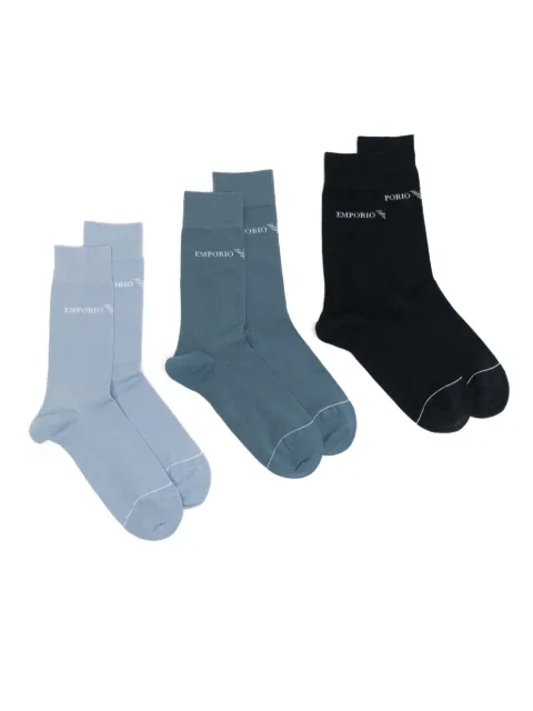 Emporio Armani logo-embroidered socks (pack of three)