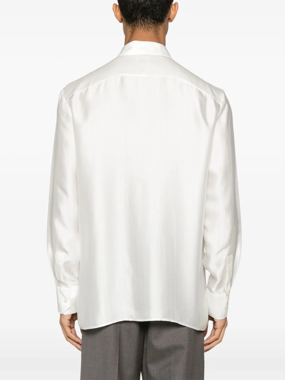 Saint Laurent Overhemd van satijn-zijdemix Wit