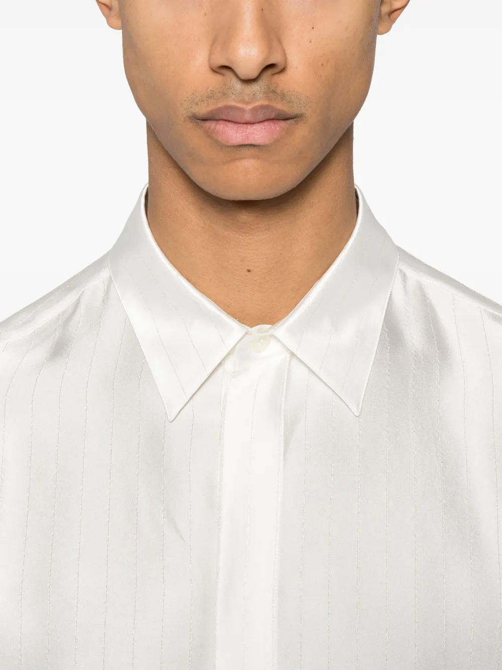 Saint Laurent Overhemd van satijn-zijdemix Wit