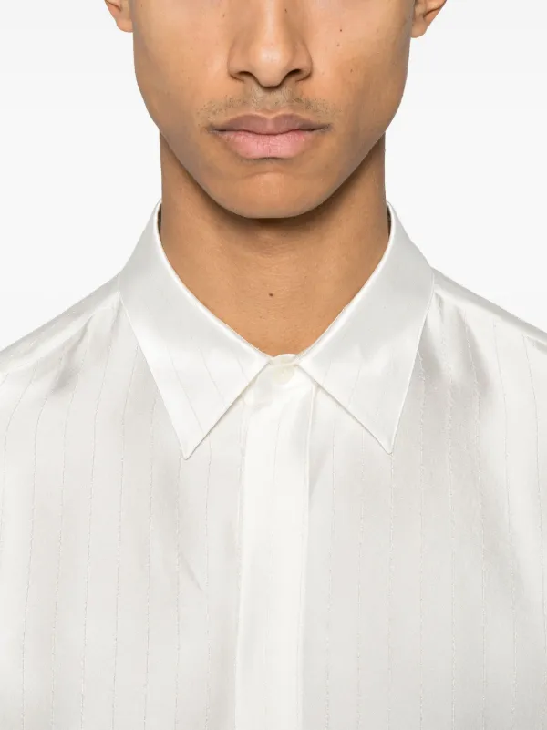 Saint Laurent Striped Satin Shirt | White | FARFETCH