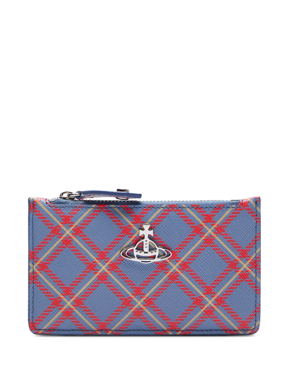 Vivienne Westwood tartan-pattern zip card holder | Blue | Image 1