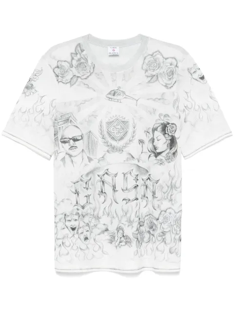 Casablanca playera de malla con estampado de tatuaje