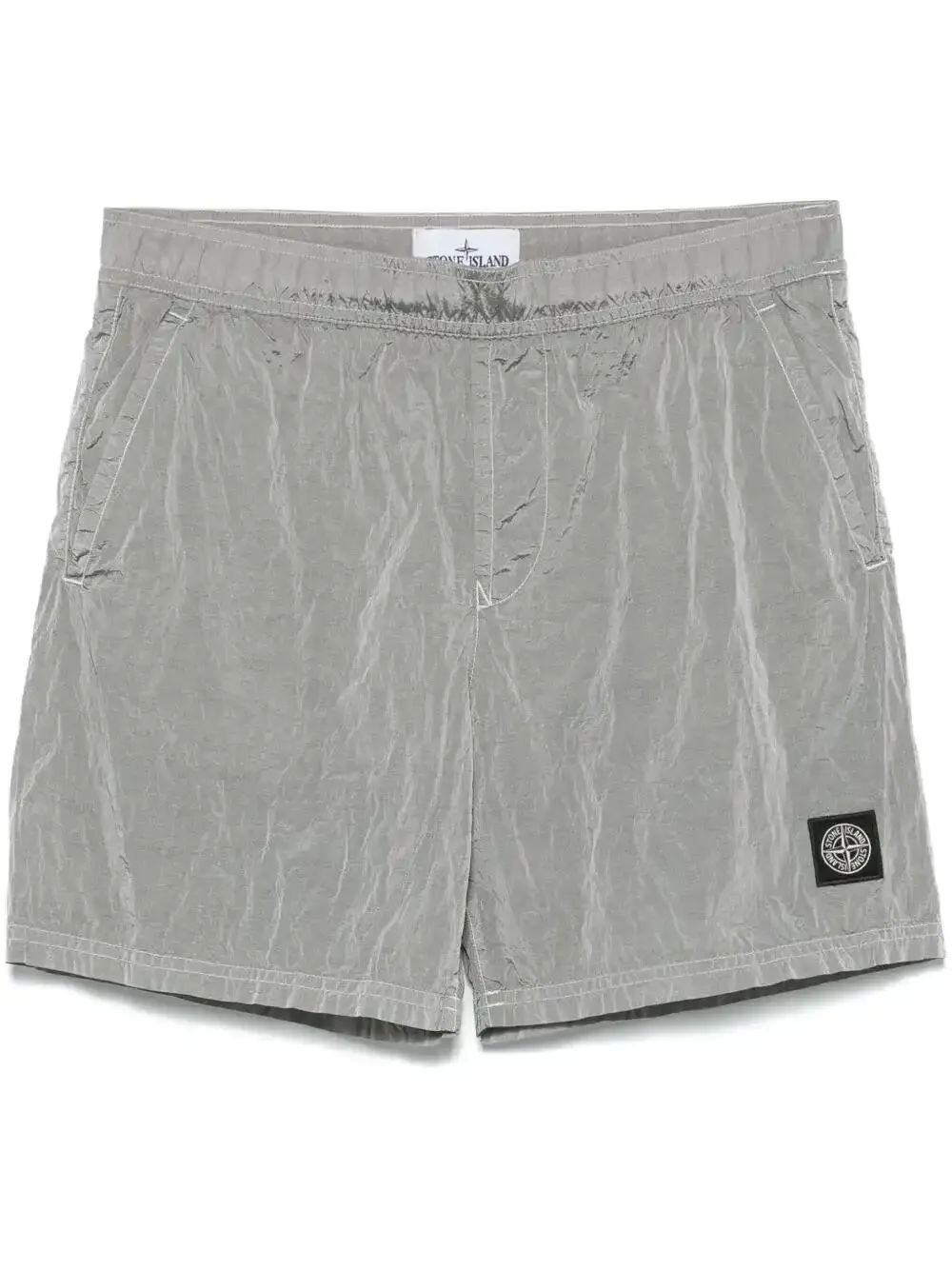 Stone Island Crinkled Shorts In Grey