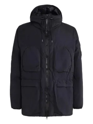 C.P. Company フーデッド レザージャケット | ブラック | FARFETCH JP