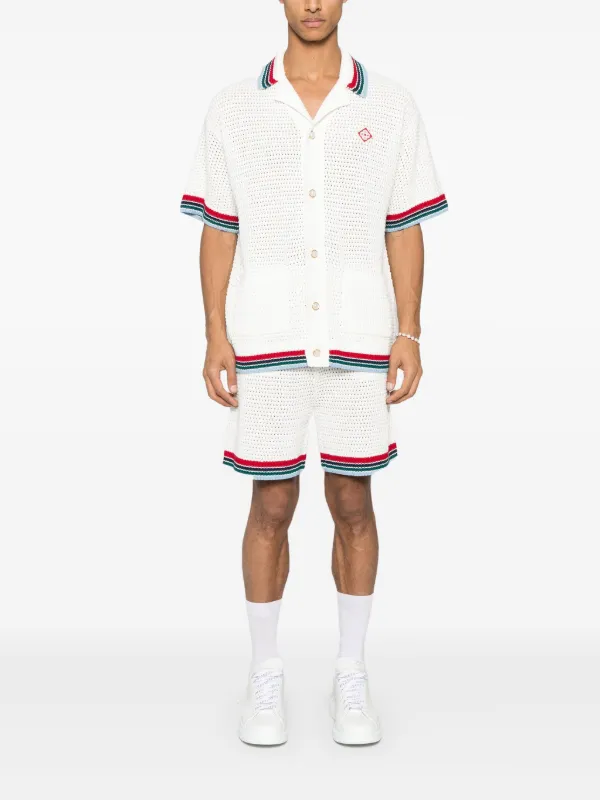 CASABLANCA SPORTY FAUX CROCHET SHIRT カサブランカ シャツ CASABLANCA - Sporty Faux Crochet Shirt White – Anrosa Store