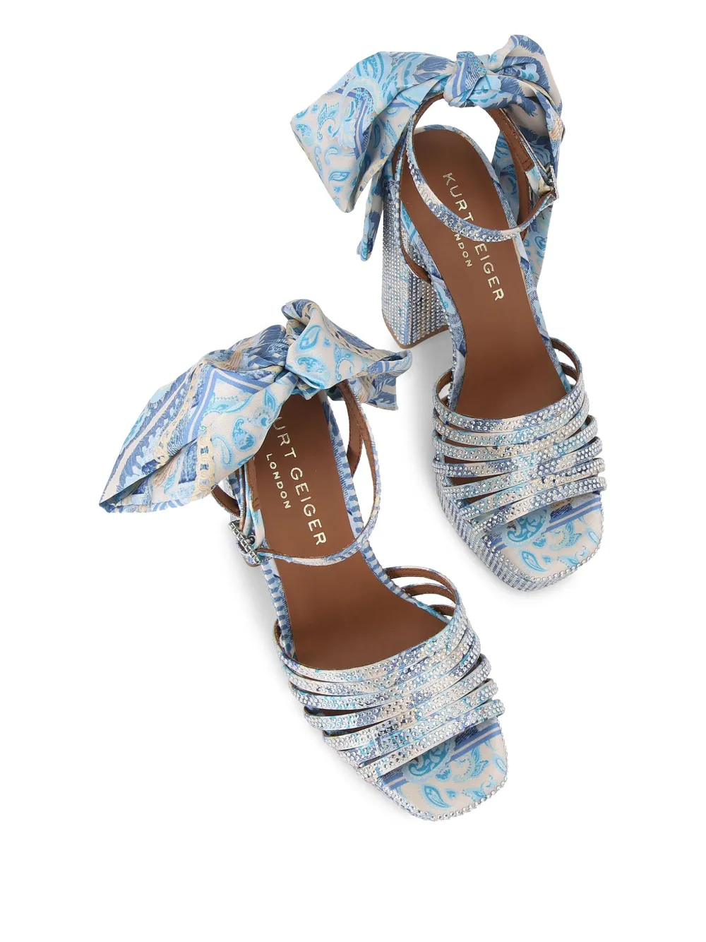 Kurt Geiger London 115 mm Pierra sandalen met plateauzool en enkelbandje Blauw