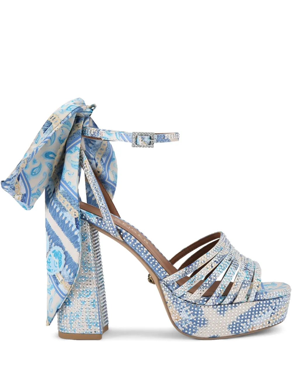 Kurt Geiger London 115 mm Pierra sandalen met plateauzool en enkelbandje Blauw