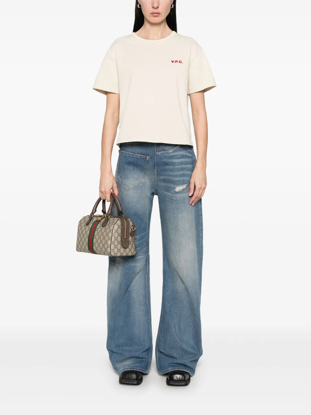 A.P.C. T-shirt met logo - Beige