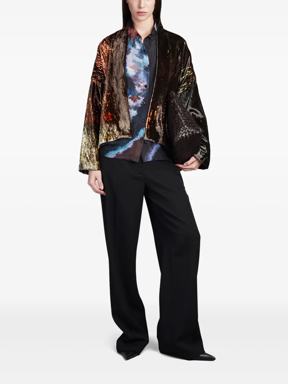 YAVI silk shirt - Zwart