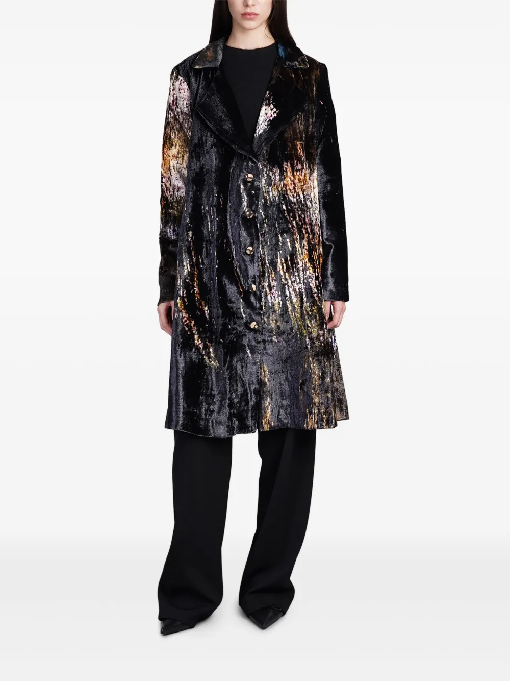 YAVI silk coat - Zwart