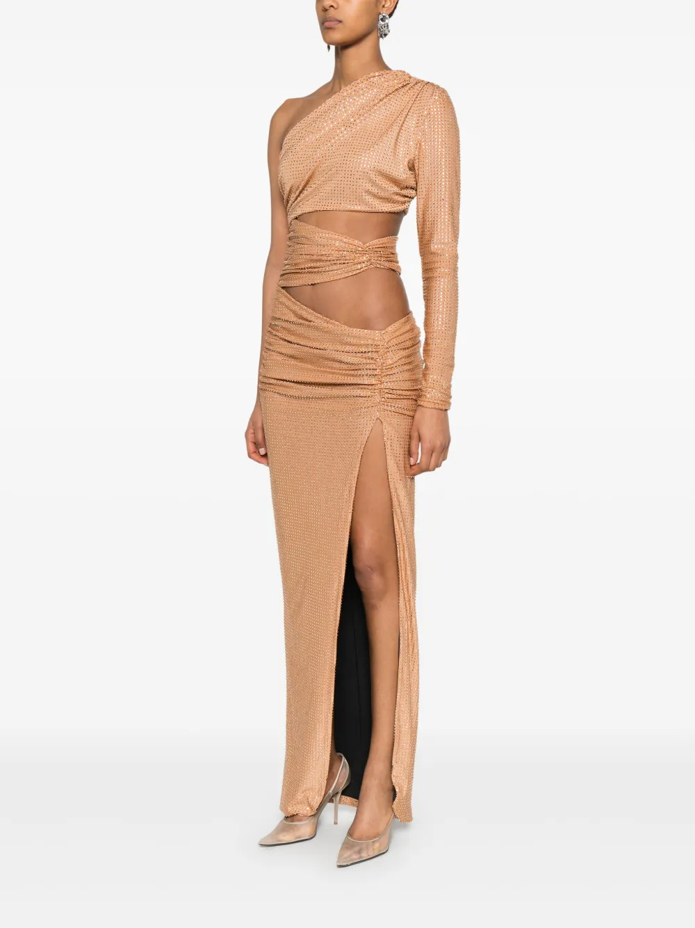MITILIANE COUTURE Maxi-jurk verfraaid met kristallen Bruin