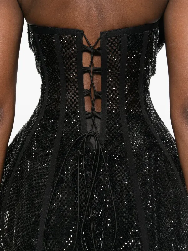 leather lace-up mini dress