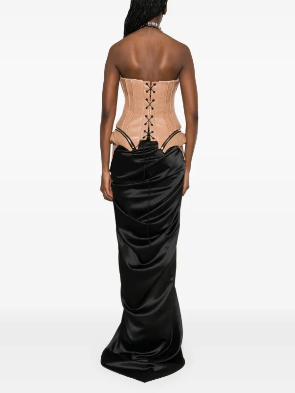 MITILIANE COUTURE Leather Corset And Maxi Skirt Set | Brown | FARFETCH BH
