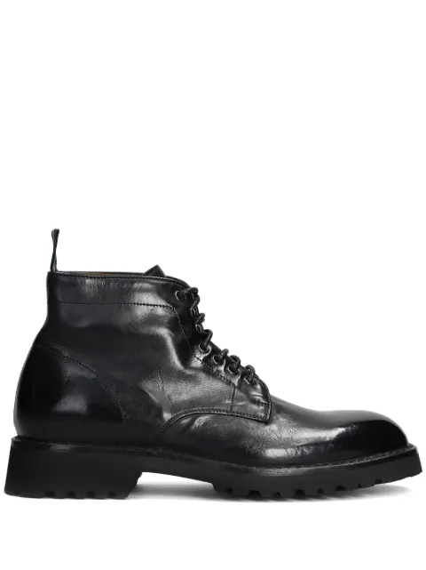 Green George leather lace-up boots