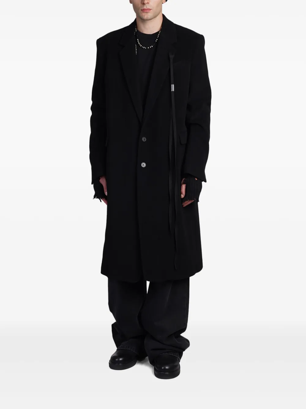 Ann Demeulemeester single-breasted coat - Zwart