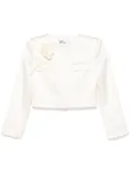 Self-Portrait 3D-flower satin jacket - White