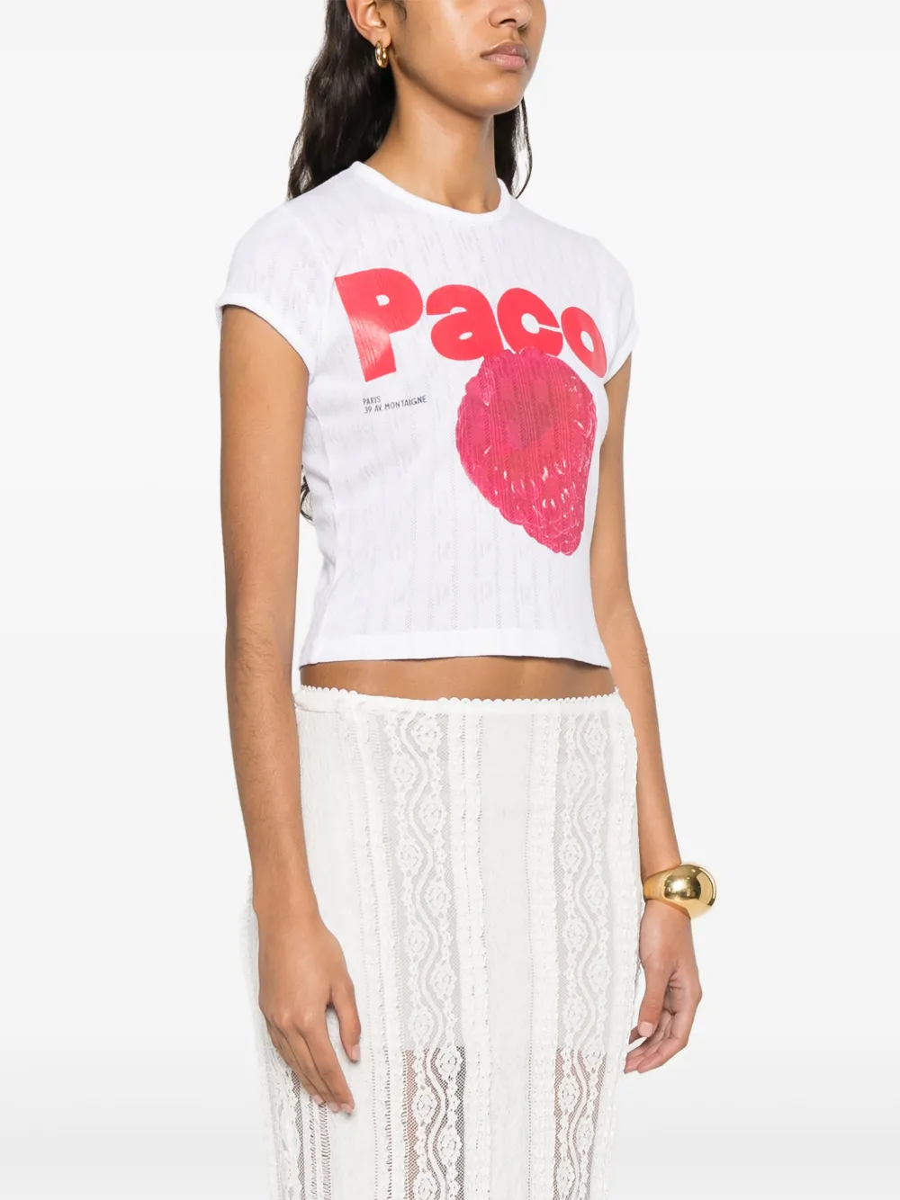 Rabanne T-shirt met print Wit
