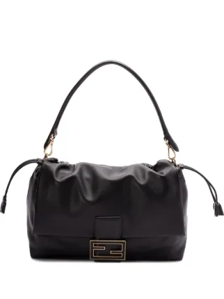 Fendi ブラックナッパレザー マンマバケット FENDI マンマバゲット ショルダーバッグ | ブラック | FARFETCH JP