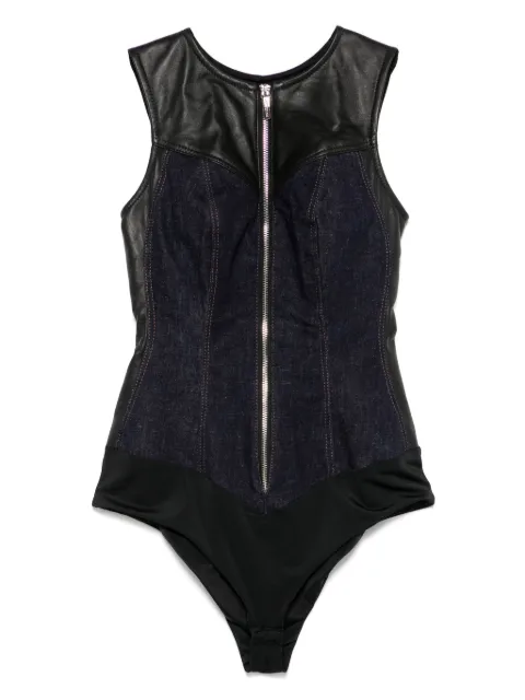 MITILIANE COUTURE body de mezclilla con detalles de piel