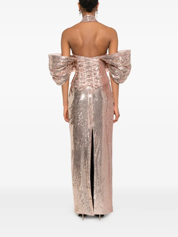 MITILIANE COUTURE detachable-corset Sequined Maxi Dress | Gold | FARFETCH GE