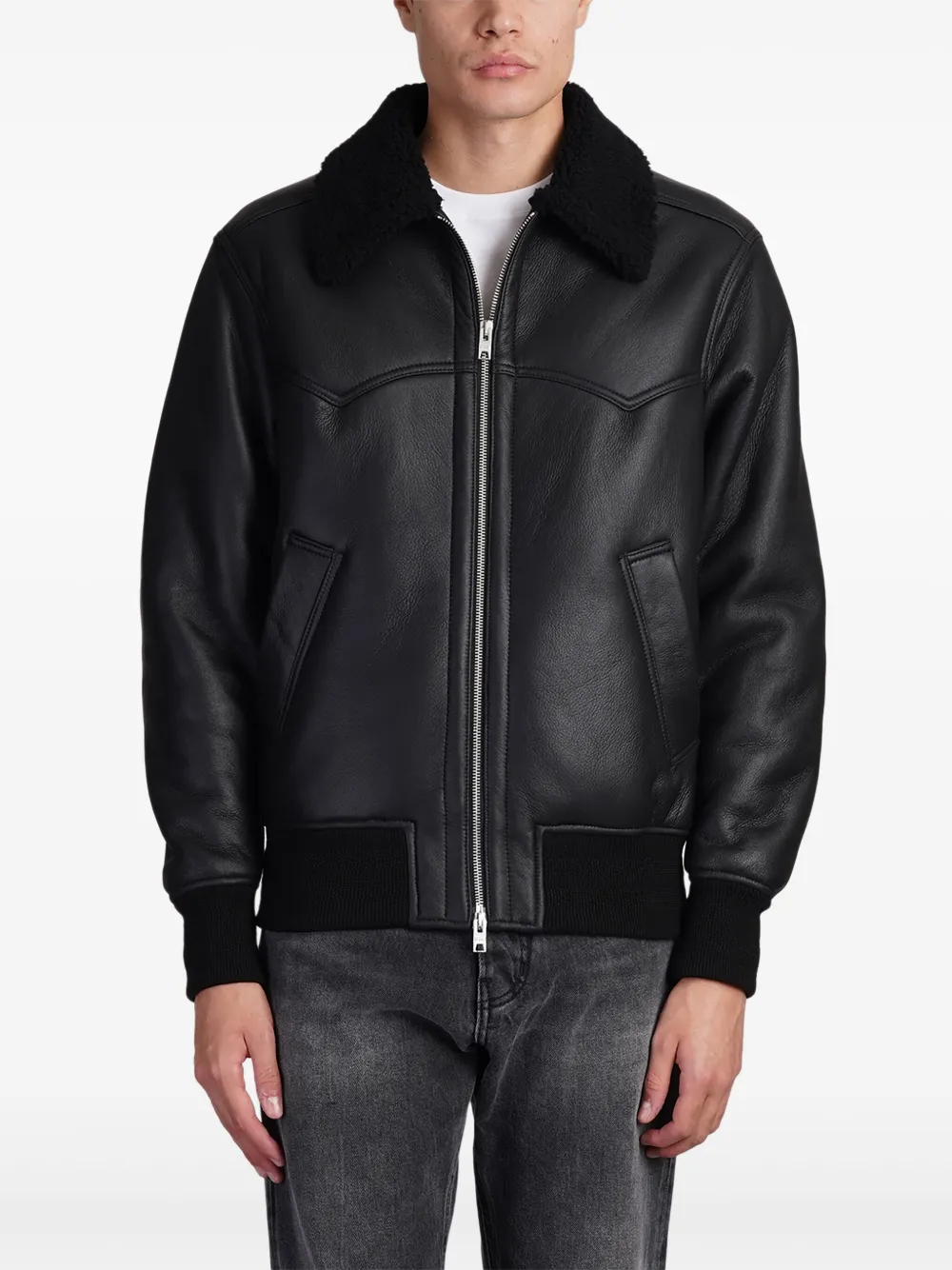 D-FOUR shearling-trim jacket