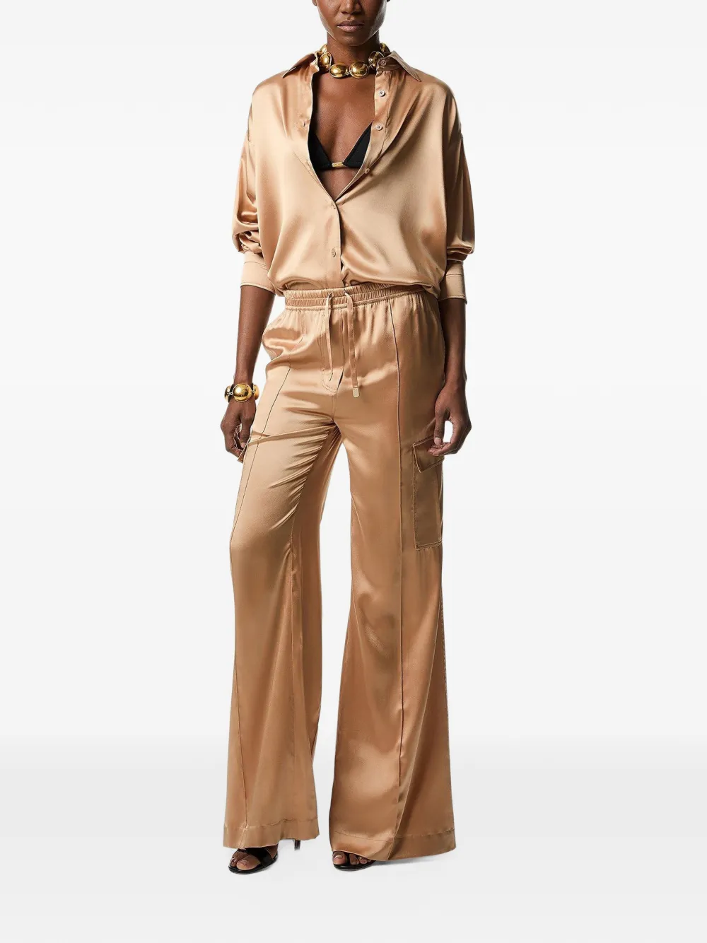 TOM FORD Satijnen overhemd Beige