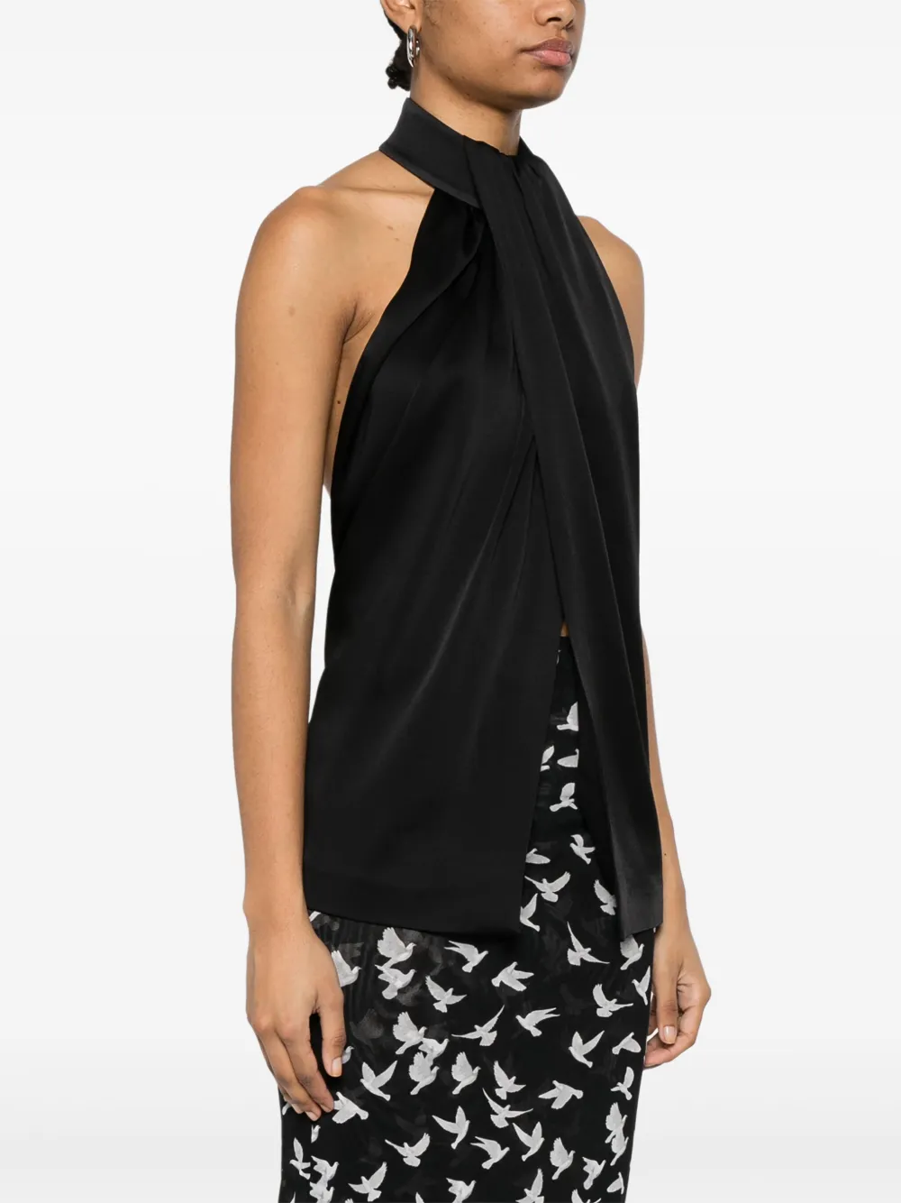 Stella McCartney Satijnen haltertop Zwart