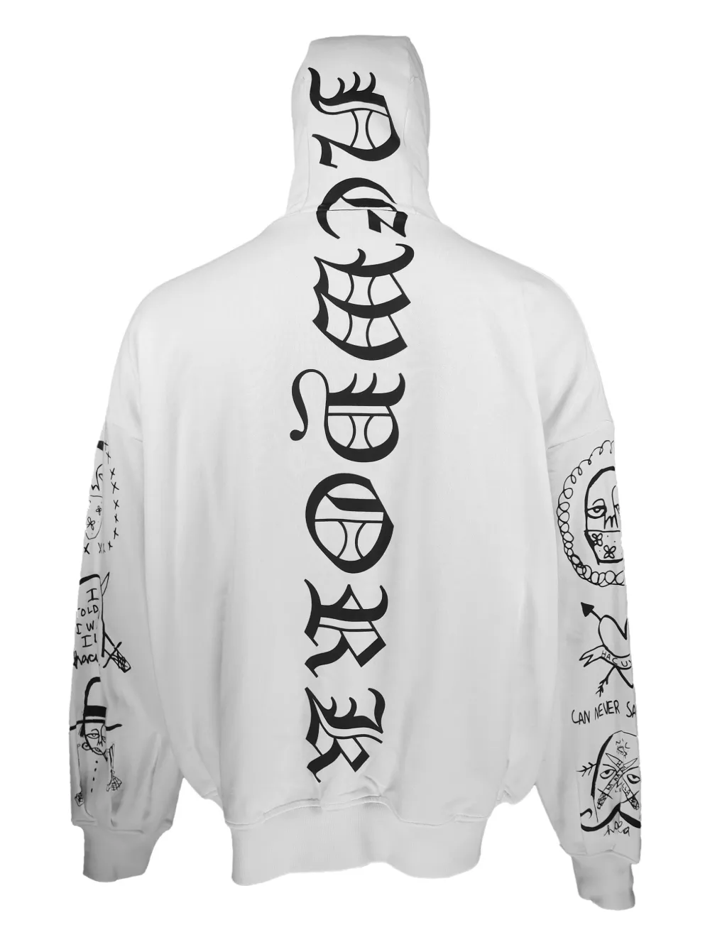 Haculla Hoodie met gothische print en rits Wit