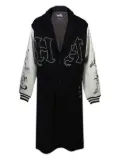 Haculla embroidered baseball-sleeve overcoat - Black