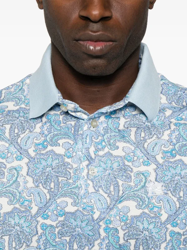 ETRO ペイズリー柄 ポロシャツ ブルー系 ETRO ペイズリー ポロシャツ | ブルー | FARFETCH JP