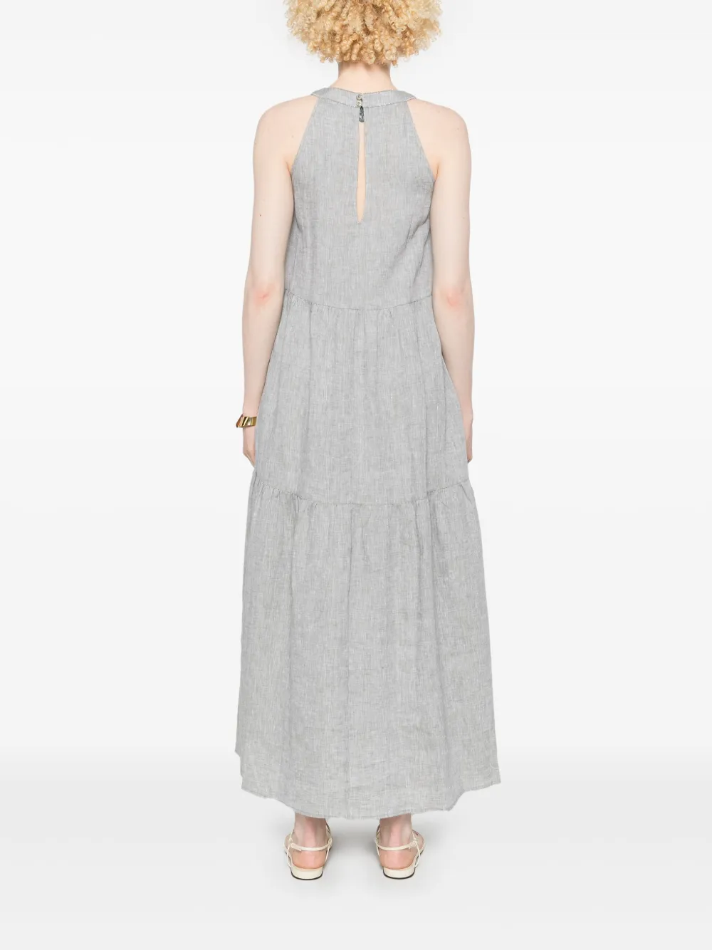 Shop Peserico Tiered Midi Dress In Green