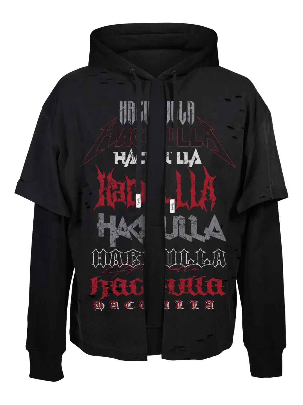Haculla Gerafelde hoodie Zwart