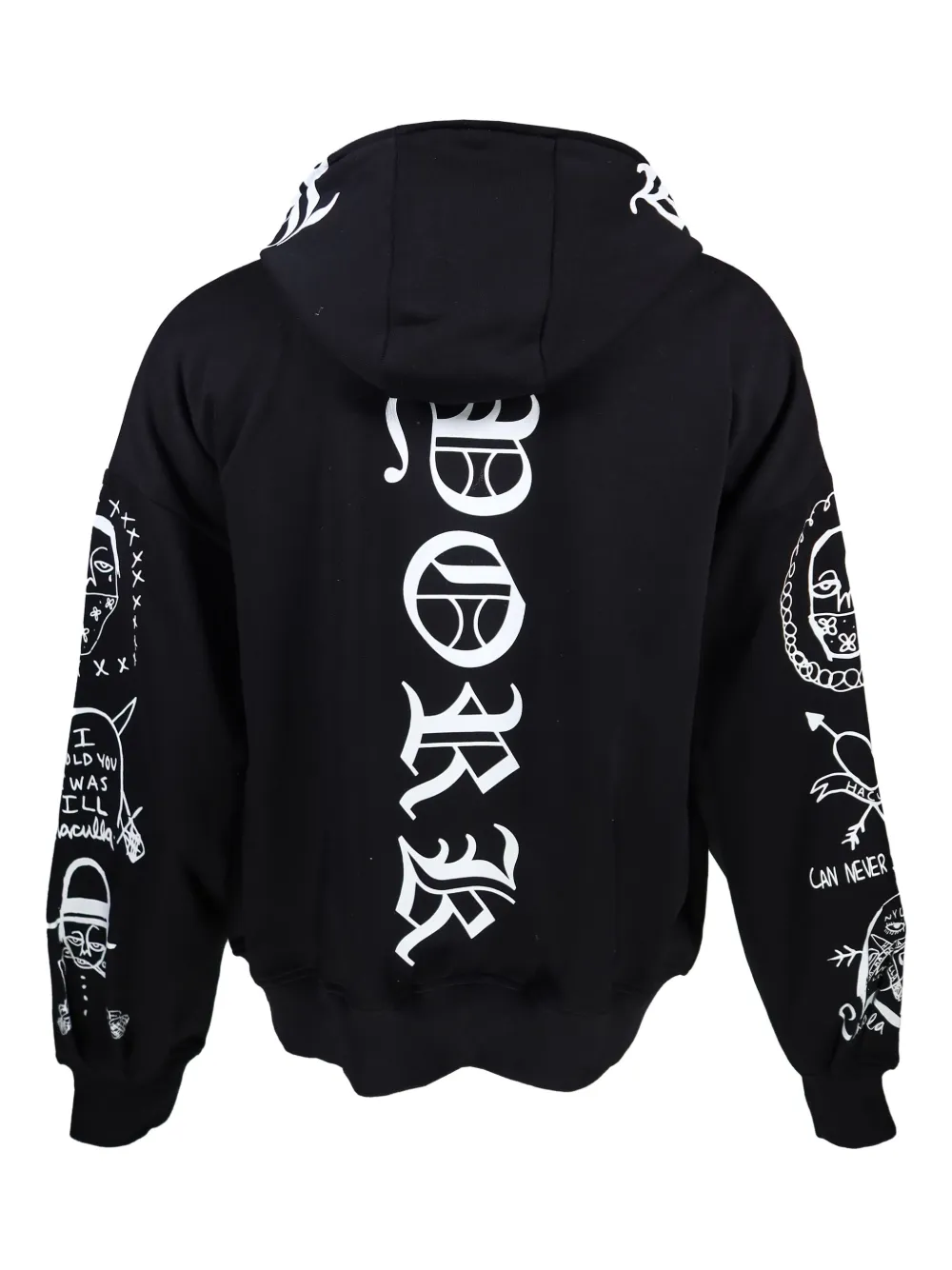 Haculla Hoodie met grafische print en rits Zwart