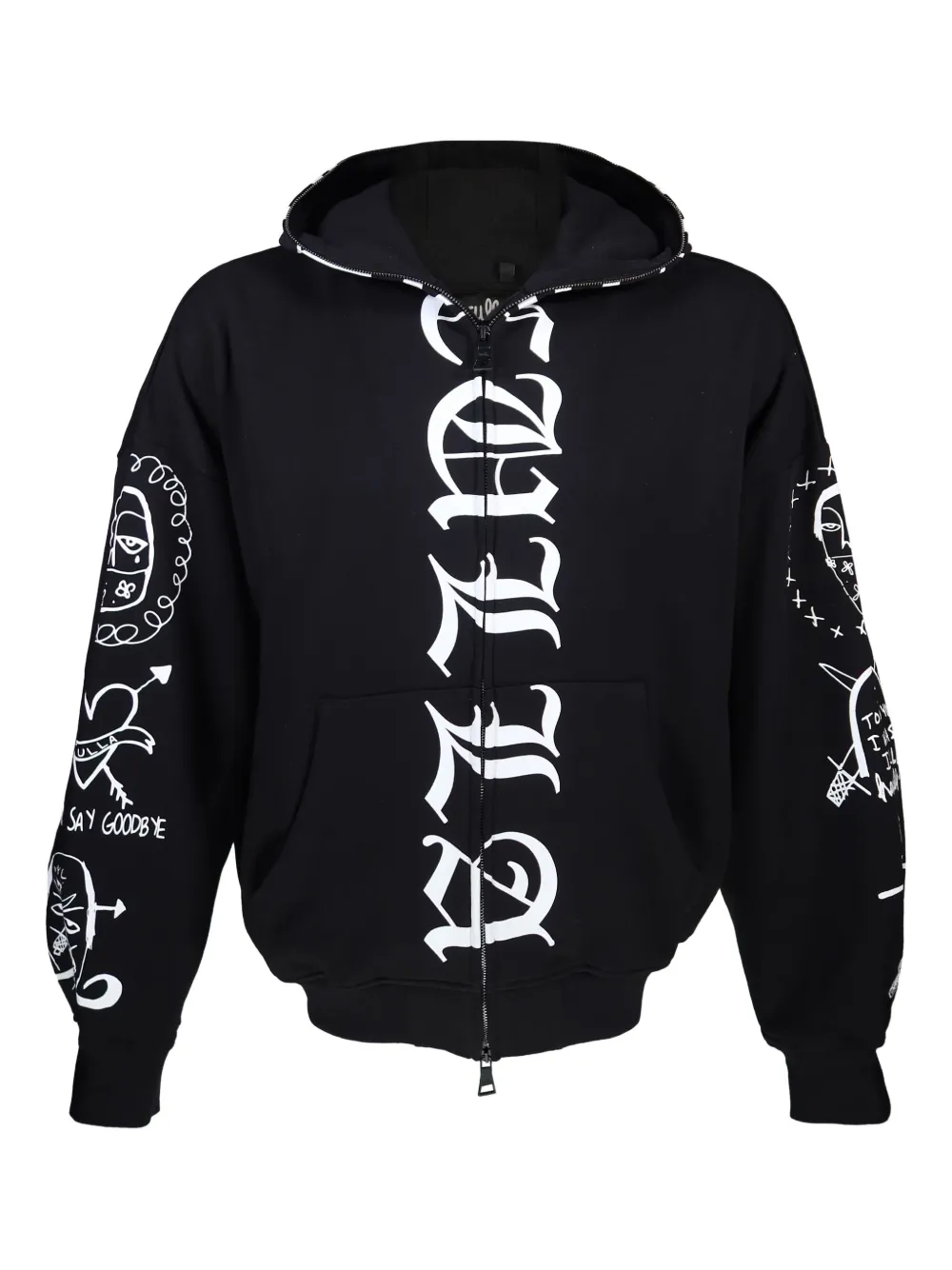 Haculla Hoodie met grafische print en rits Zwart