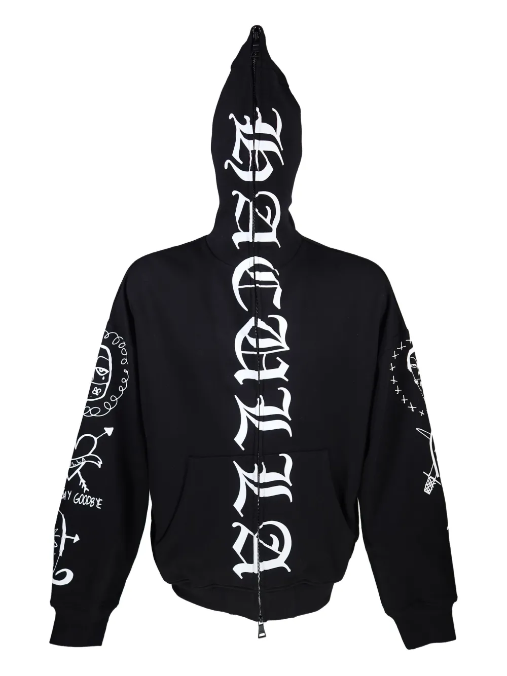Haculla Hoodie met grafische print en rits Zwart