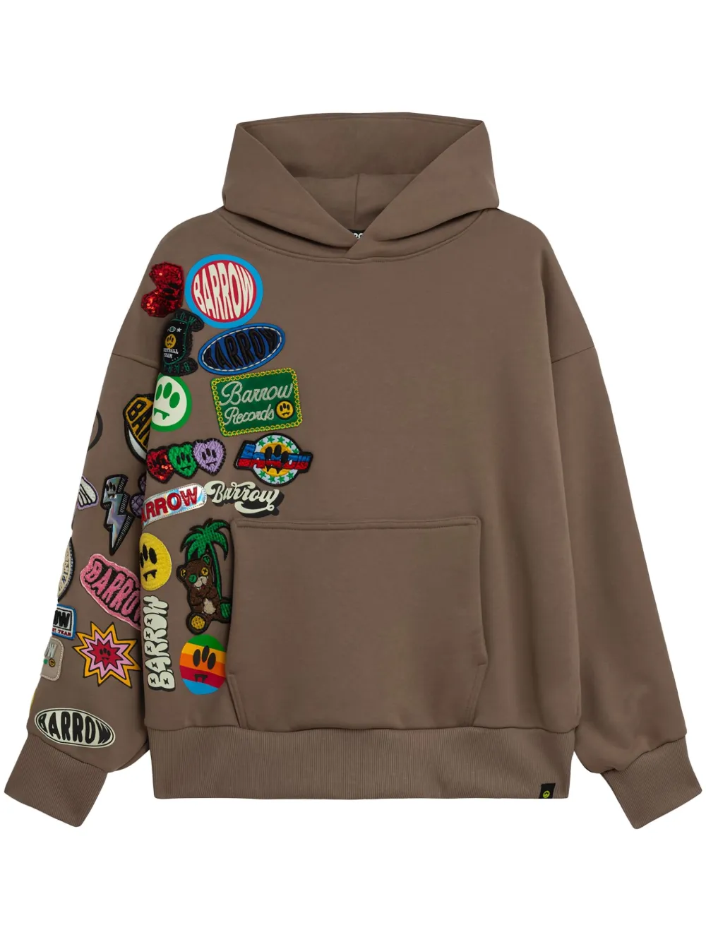BARROW Hoodie met logopatch Bruin