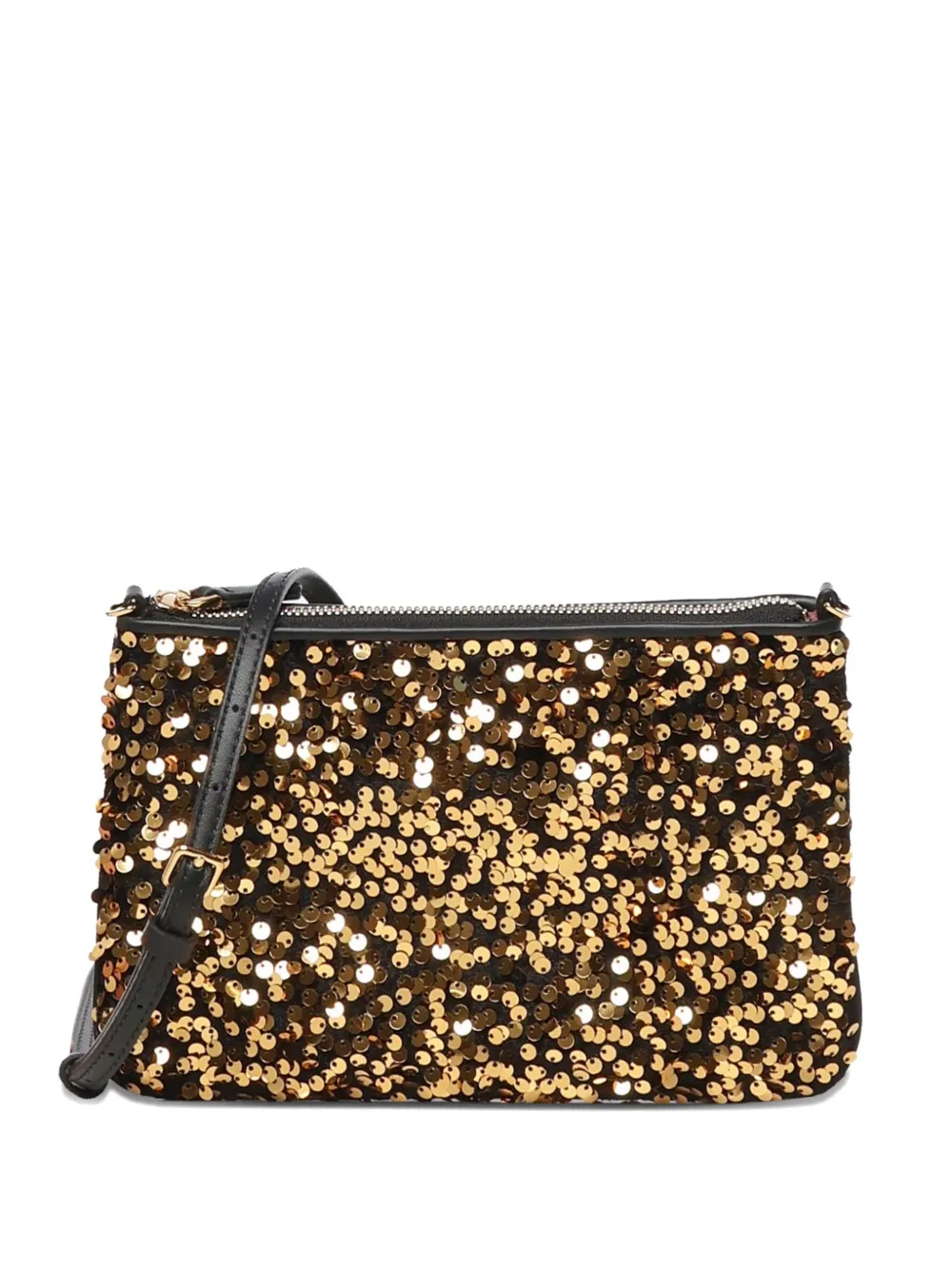 Coccinelle sequin-embellished top-zip cross body bag - Oro