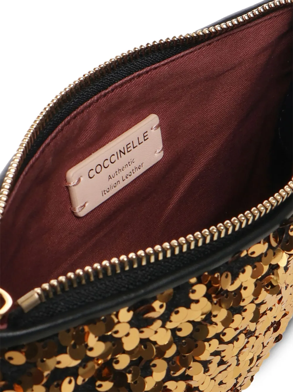Coccinelle Crossbodytas verfraaid met pailletten Goud